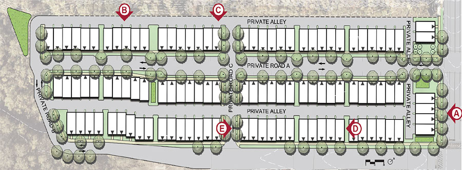Site Plan of Banner Row Townhomes in Locust Point South Baltimore Community