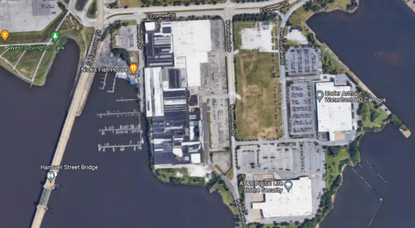 Port Covington area, Google Maps screenshot pulled from southbmore.com
