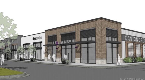more retail adding on to The Shops at Canton Crossing by 28 Walker Development, rendering from BCT Design Group